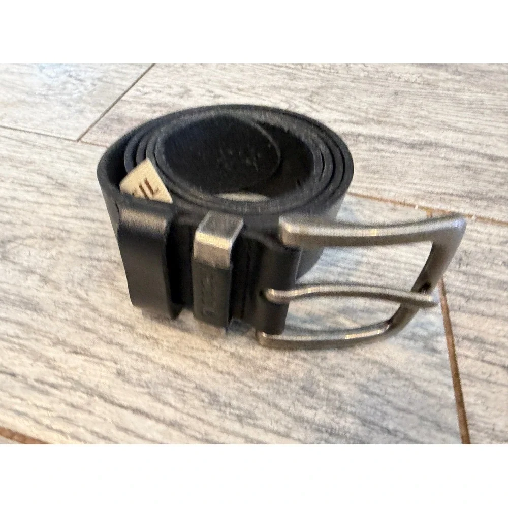Fossil Jay Genuine Leather Belt 38 Black MB136100138 Single Prong Buckle Mens